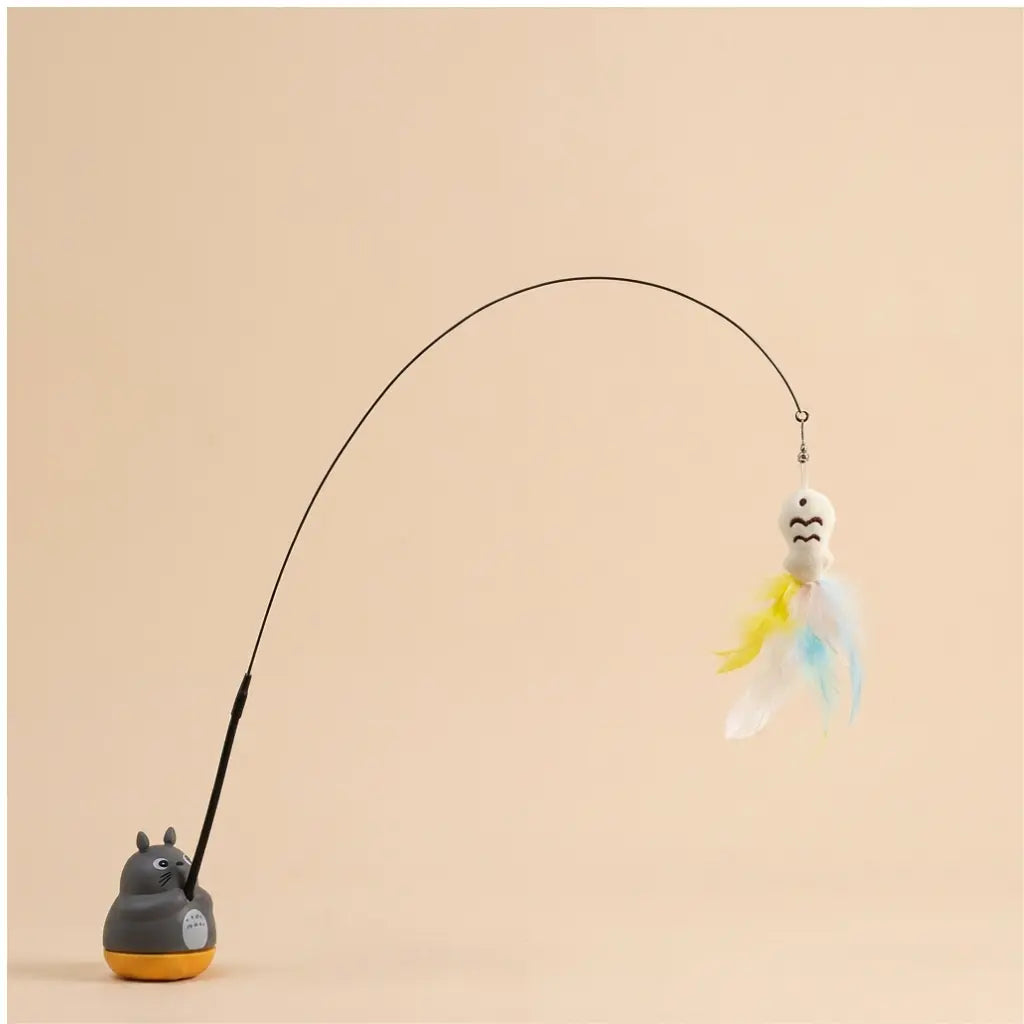 plumeau chat avec plume colorée et tige flexible