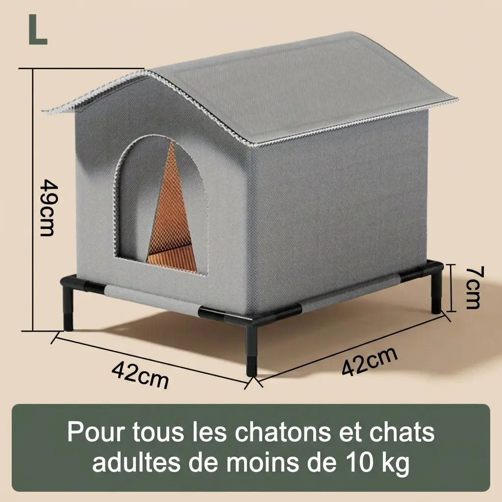 Dimensions de l’abris chat extérieur imperméable taille L idéal pour offrir confort et protection aux grands chats.