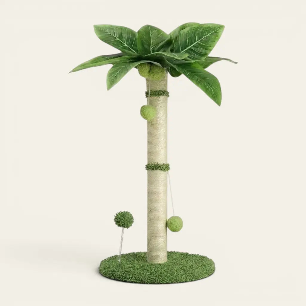 Griffoir arbre à chat avec grand poteau en sisal et jouets interactifs suspendus