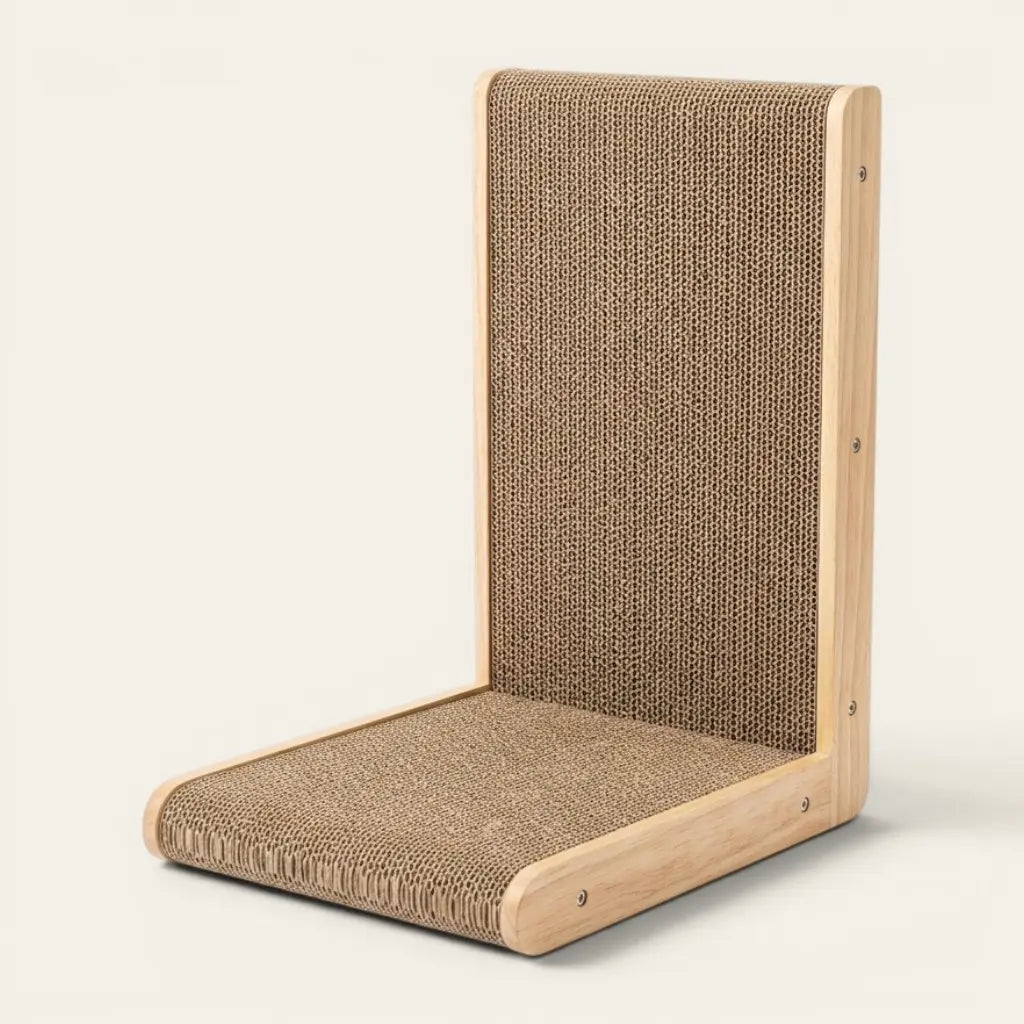 Griffoir chat mur design en bois et carton alvéolé résistant pour chats d'intérieur et protection des murs