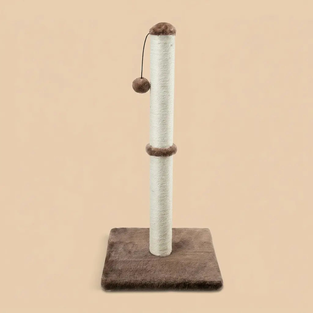 griffoir poteau chat marron naturel avec corde sisal