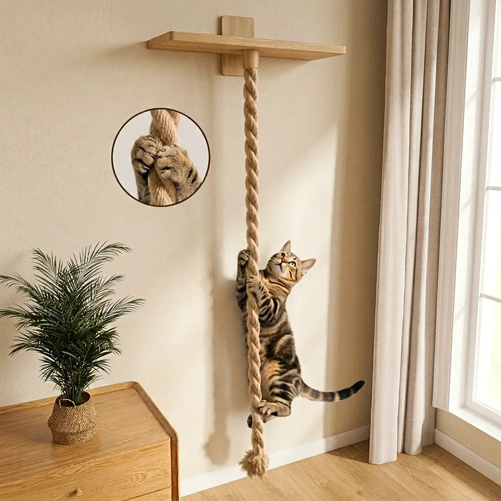 corde griffoir pour chat en sisal intégrée dans un intérieur style scandinave