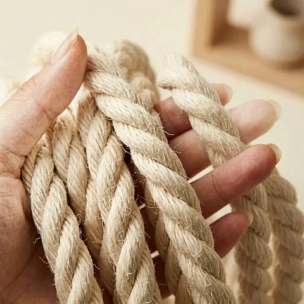 zoom sur la texture du sisal pour arbre à chat couleur naturelle