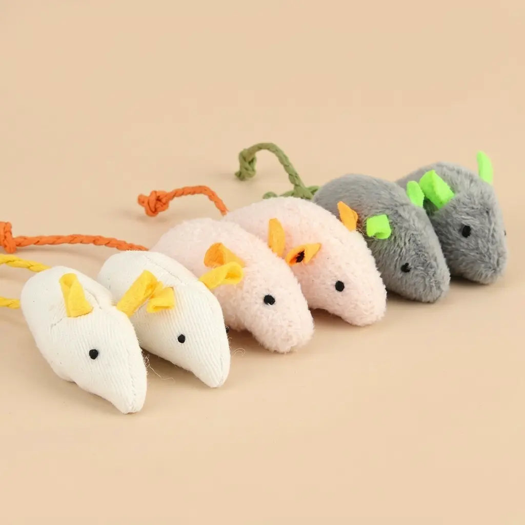 lot de doudous pour chat en peluche souris de différentes couleurs