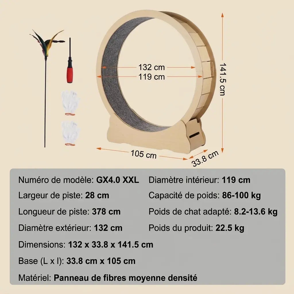 roue pour chat XXL adaptée grands chats appartement