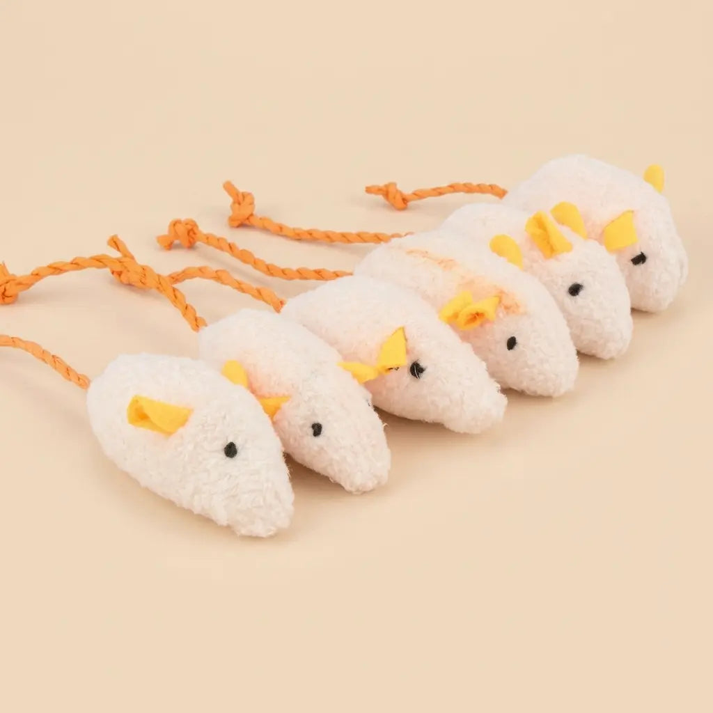 ensemble de doudous pour chat en forme de souris en peluche beige