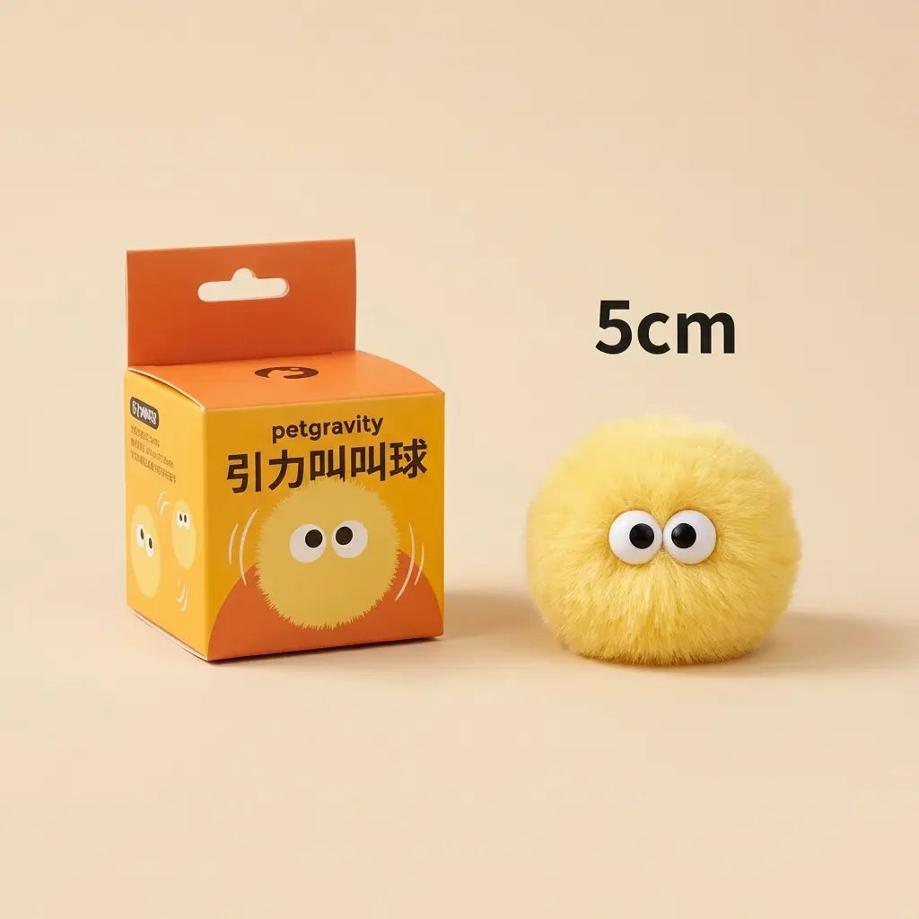 peluche interactive jaune pour chaton avec packaging jouet lumineux sonore