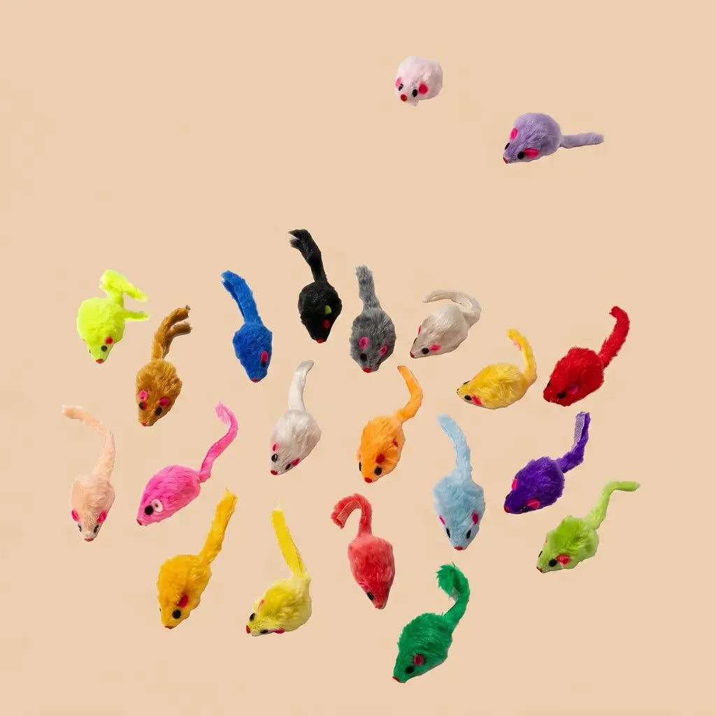 lot de souris pour chat multicolores en peluche avec queue