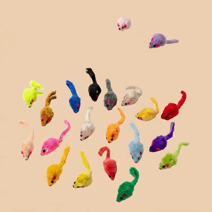 lot de souris pour chat multicolores en peluche avec queue