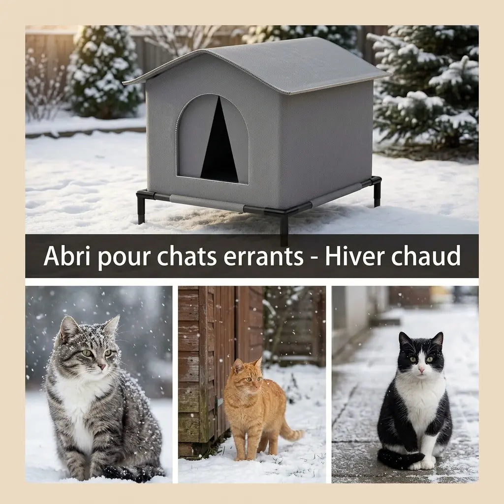 Abris chat extérieur imperméable conçu pour garder les chats errants au chaud durant l’hiver et les intempéries.