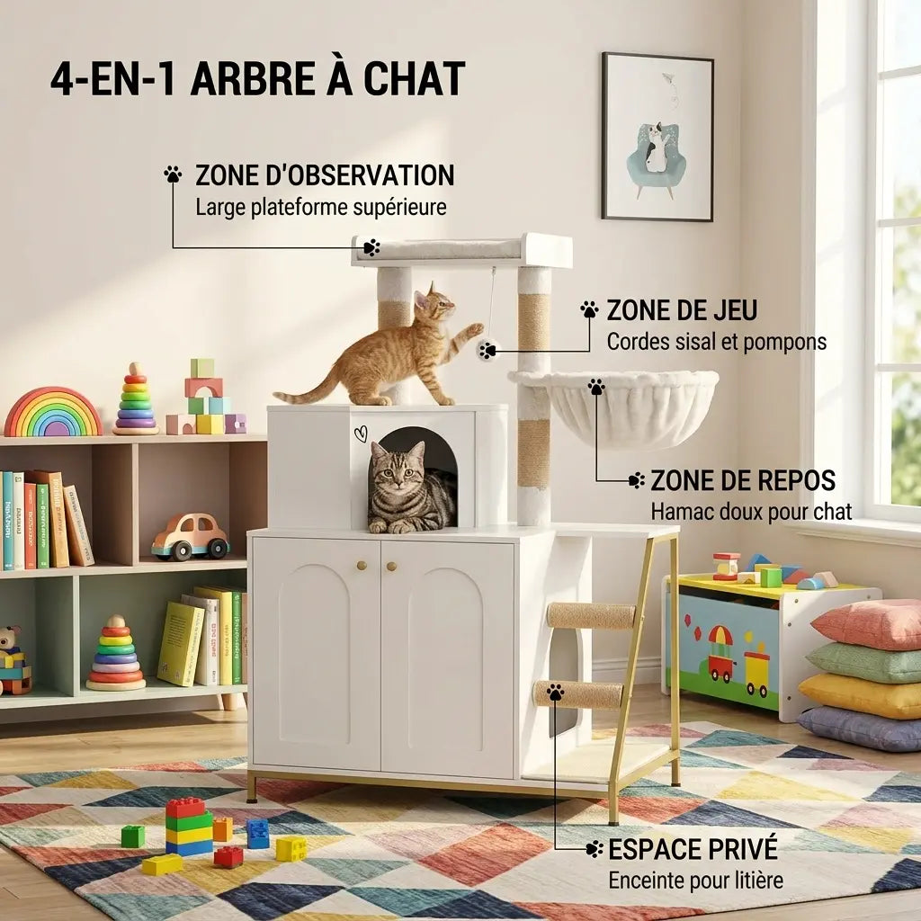 achat arbre moderne 4 en 1 avec zone de repos jeu observation et espace privé pour chat