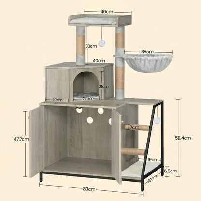 achat arbre moderne avec dimensions détaillées meuble pour chat avec niche et hamac