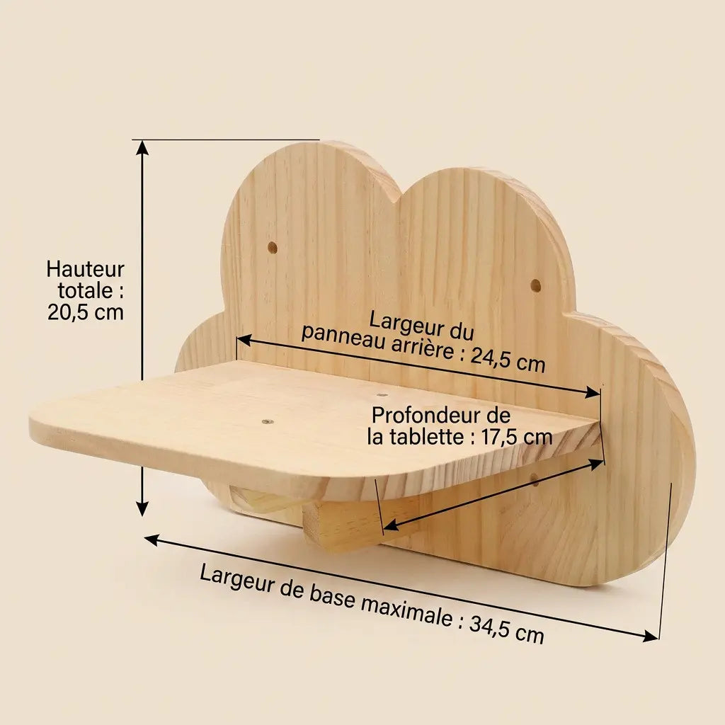 arbre à chat fixation murale avec étagère murale nuage en bois pour repos