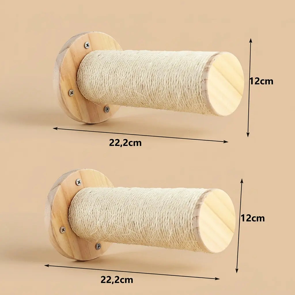arbre à chat fixation murale avec griffoir mural rond en corde sisal
