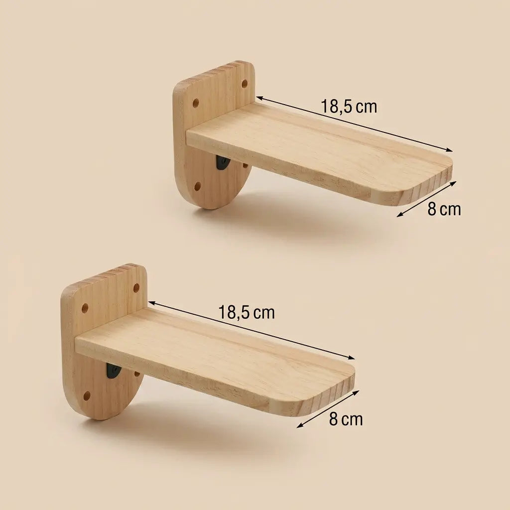 arbre à chat fixation murale avec petite étagère en bois 18,5 cm pour passage mural