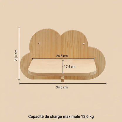 arbre à chat mural angle avec étagère murale nuage en bois pour repos