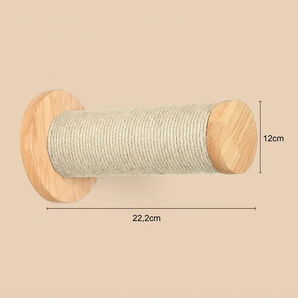 arbre à chat mural angle avec griffoir mural rond en corde sisal