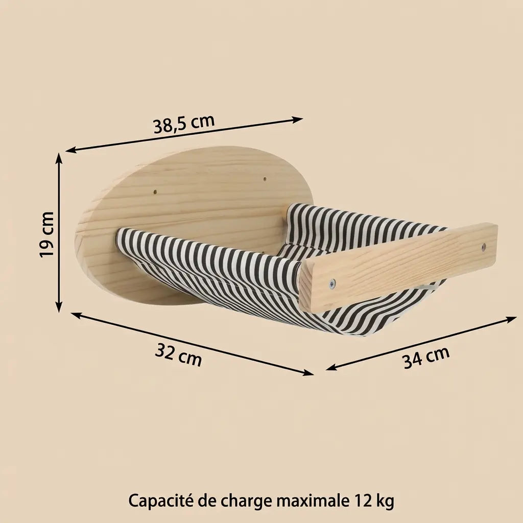 arbre à chat mural angle avec hamac mural suspendu en bois pour chat