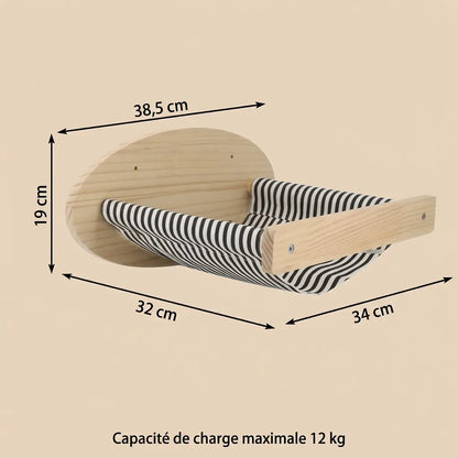 arbre à chat mural angle avec hamac mural suspendu en bois pour chat