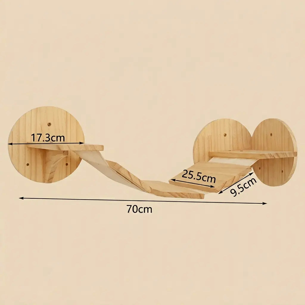 arbre à chat mural maine coon passerelle murale en bois avec rampe d'accès 70 cm