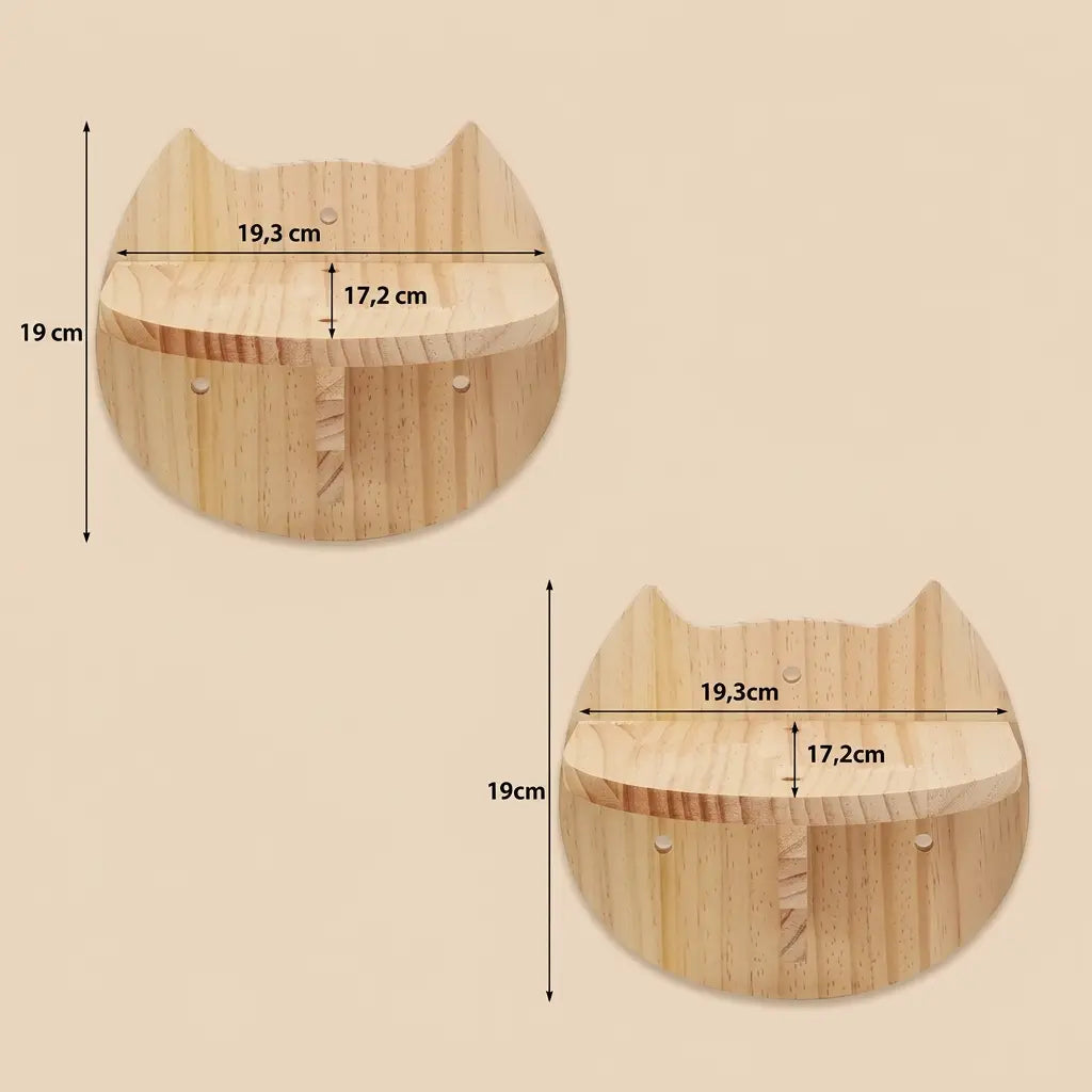 arbre à chat mural maine coon plateforme design tête de chat en bois
