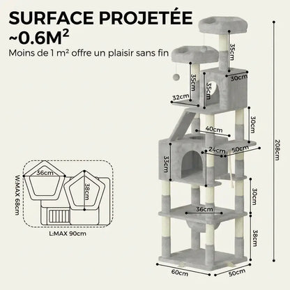 arbre à chat pour gros chat avec dimensions précises et structure verticale optimisée