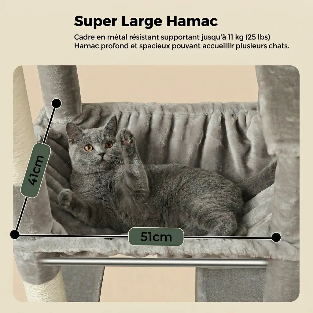 arbre à chat stable avec hamac large 51 cm pour chat confortable et robuste