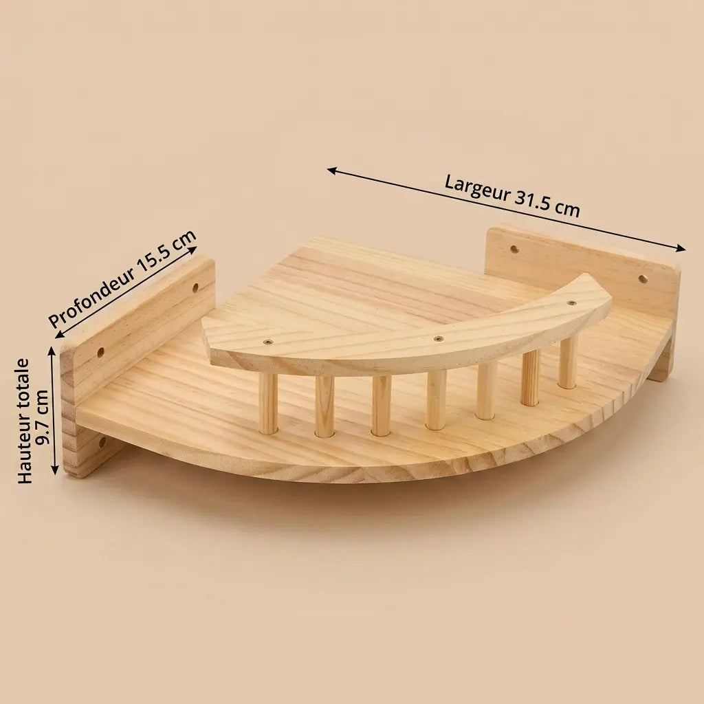 arbre à chat fixation murale avec plateforme d'angle en bois pour chat