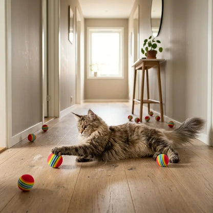 boule pour chat jeu couloir maison
