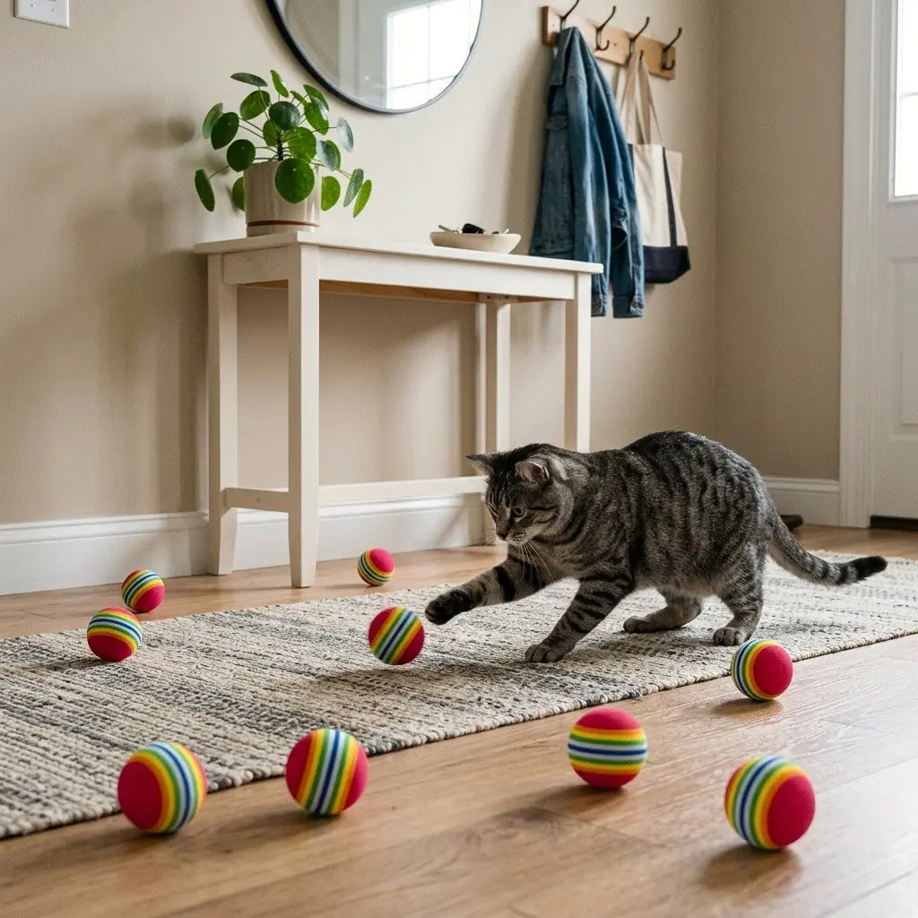 boule pour chat jeu salon interieur
