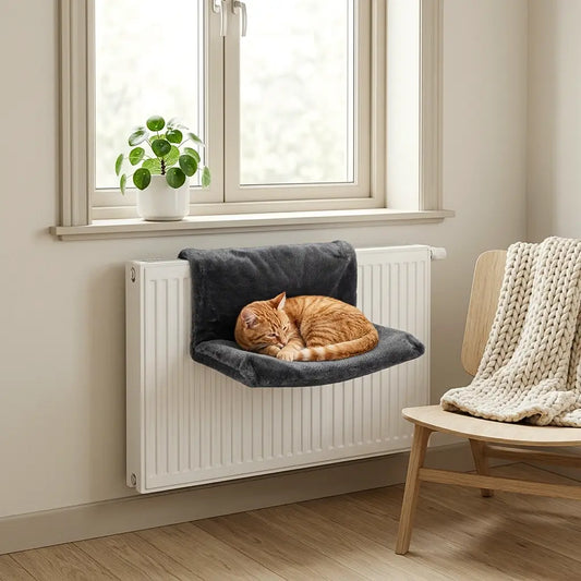 coussin radiateur pour chat intégré dans un intérieur cosy et moderne