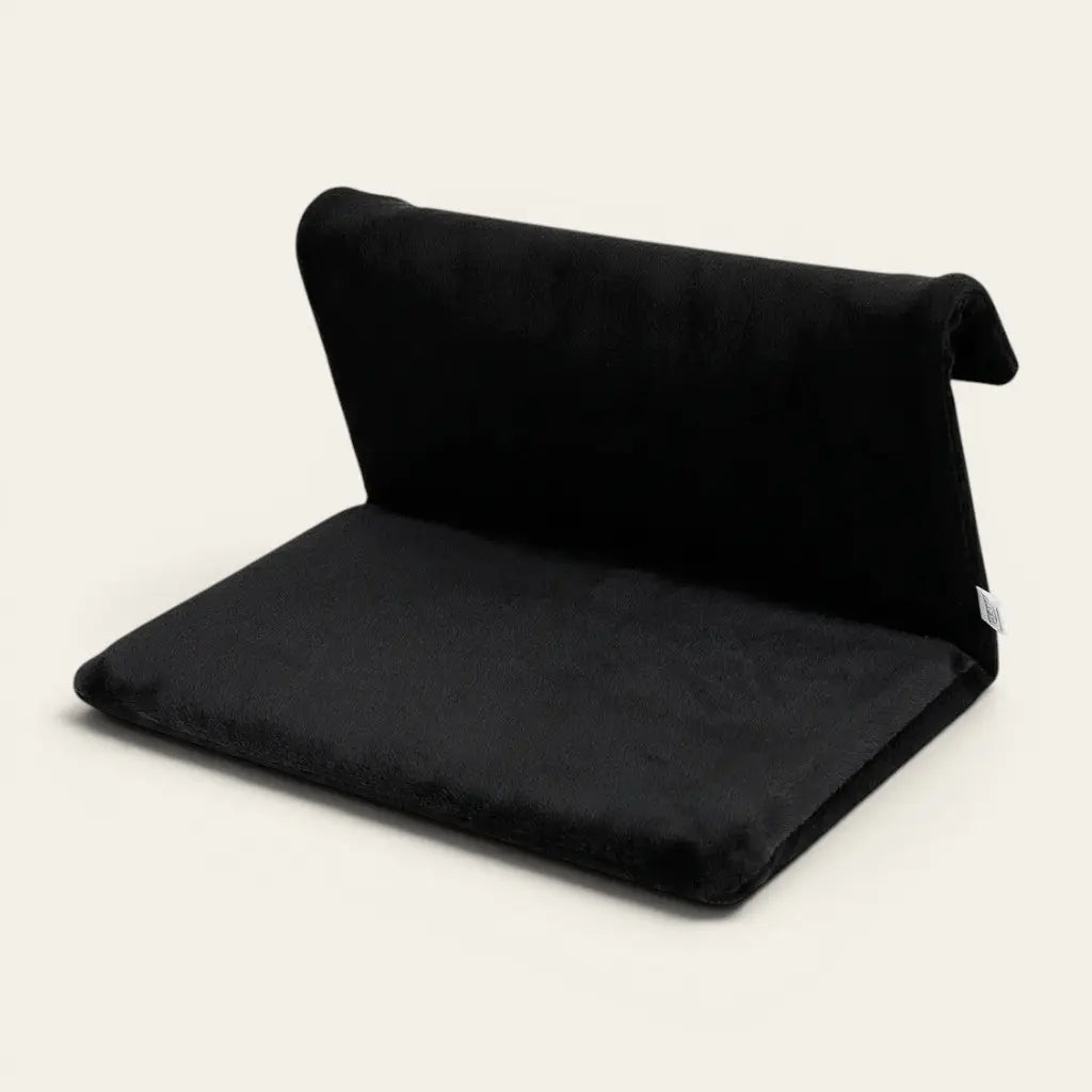 Coussin radiateur pour chat noir avec dossier rembourré offrant un espace de repos chaud et confortable en intérieur.