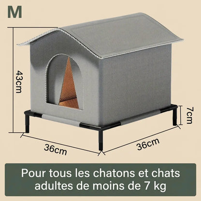 Dimensions de l’abris chat extérieur imperméable taille M offrant un espace confortable aux chats jusqu’à 7 kg.