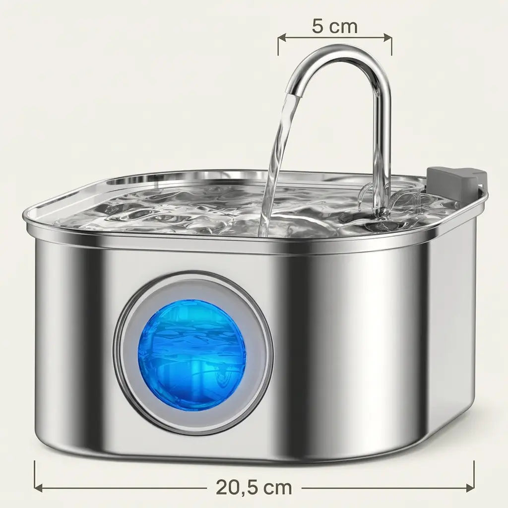 Dimensions du distributeur d'eau automatique en inox 3,2 L avec bec verseur en acier inoxydable