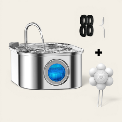 Distributeur d'eau automatique en inox 3,2L avec filtres de rechange et embout fleur pour chat