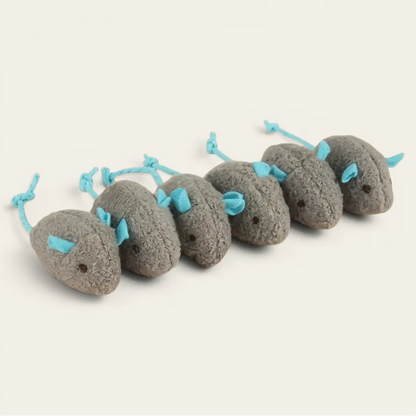 Doudou pour chat en lot de souris grises avec oreilles bleues, jouets légers et résistants pour divertir votre compagnon.