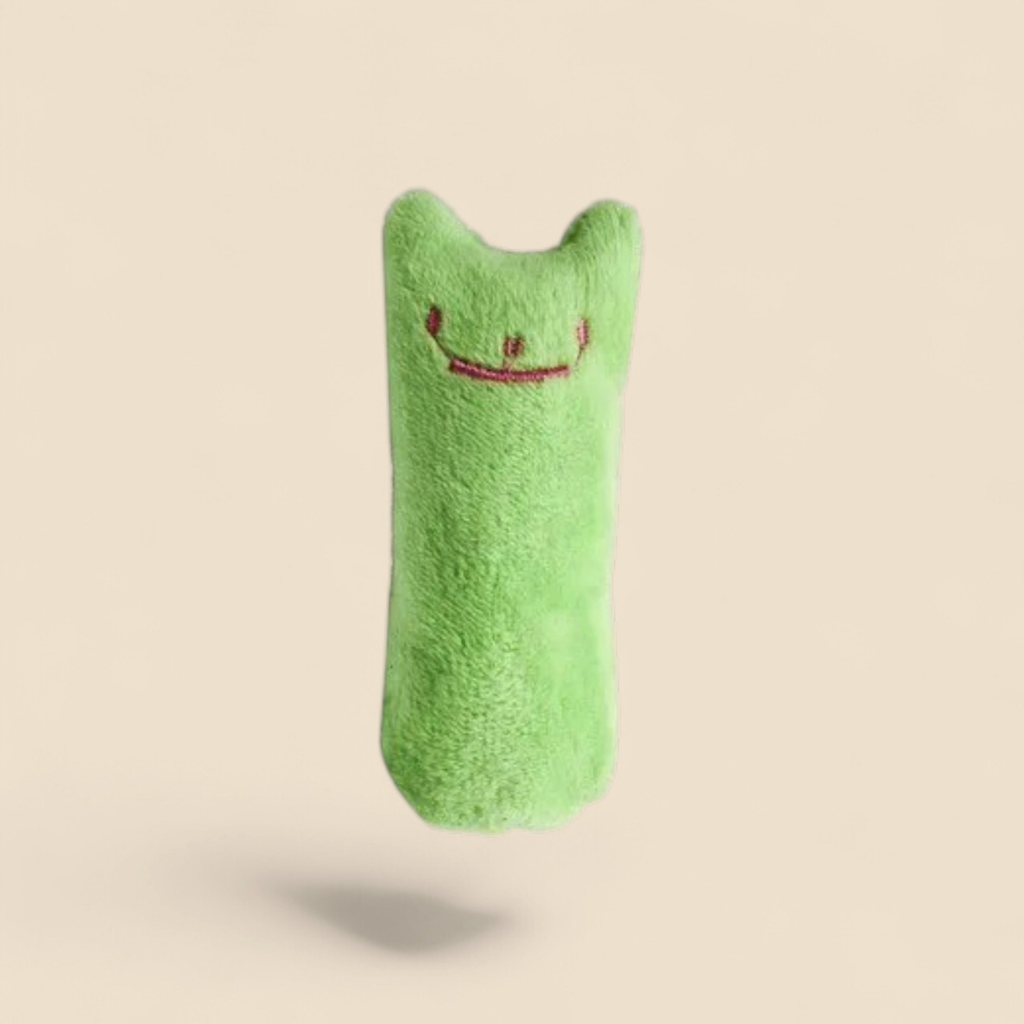 Doudou pour chaton peluche verte douce, jouet apaisant et stimulant pour chat