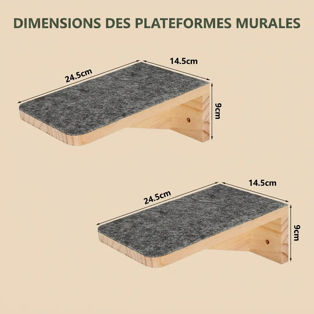 etagere murale arbre à chat avec surface antiderapante dimensions plateforme