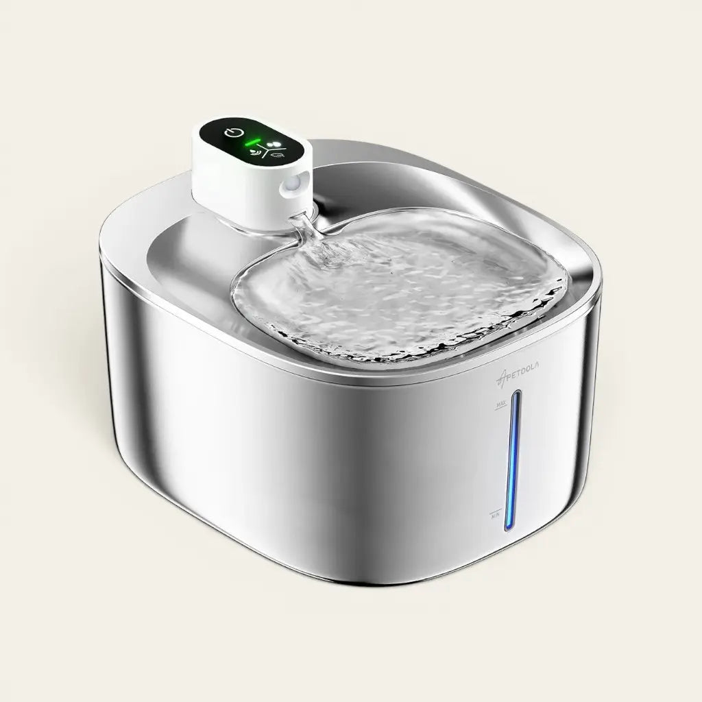 Fontaine chat grande capacité en acier inoxydable avec indicateur de niveau d'eau et débit silencieux