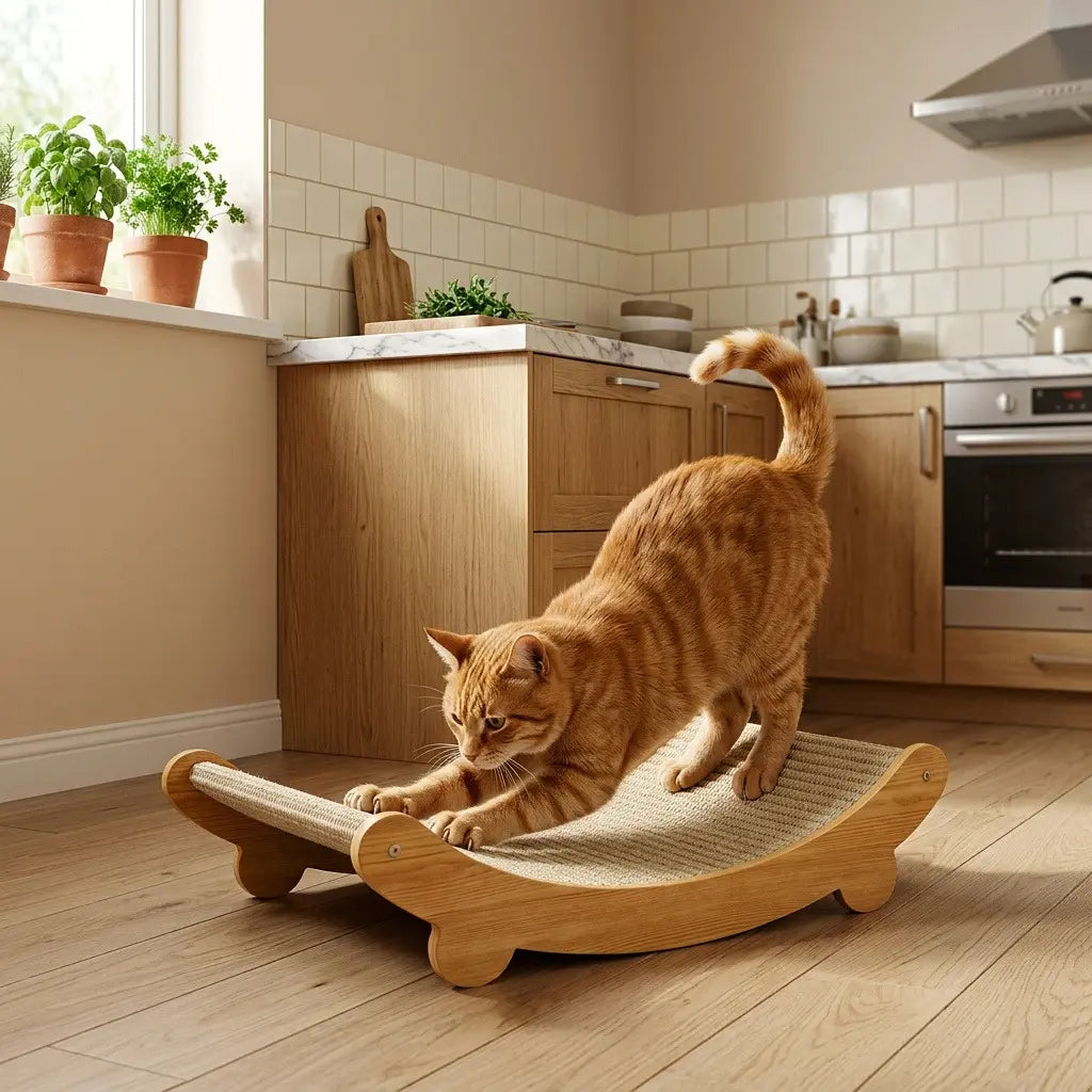 chat faisant ses griffes sur un grattoir sisal pour chat stable et robuste
