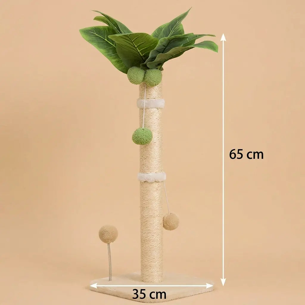 griffoir arbre a chat beige avec design decoratif et poteau sisal