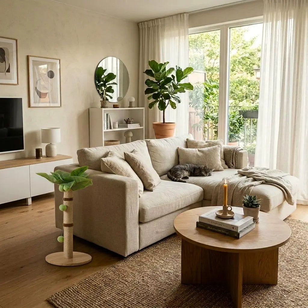 griffoir arbre a chat design interieur salon avec chat relax