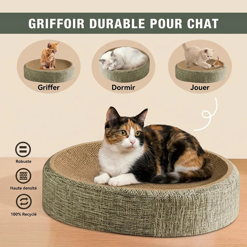 griffoir carton pour chat durable avec surface résistante et confortable