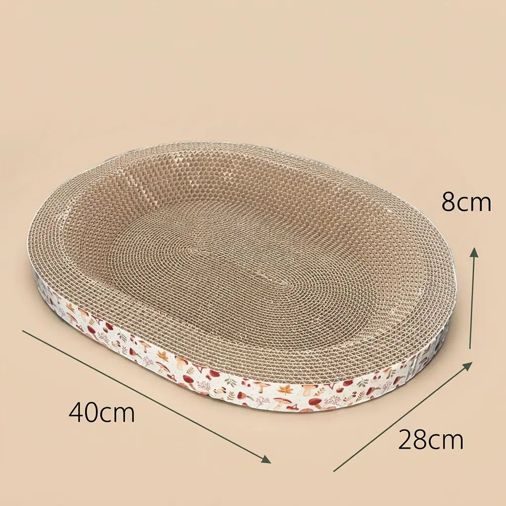 griffoir pour chat en carton forme ovale avec dimensions