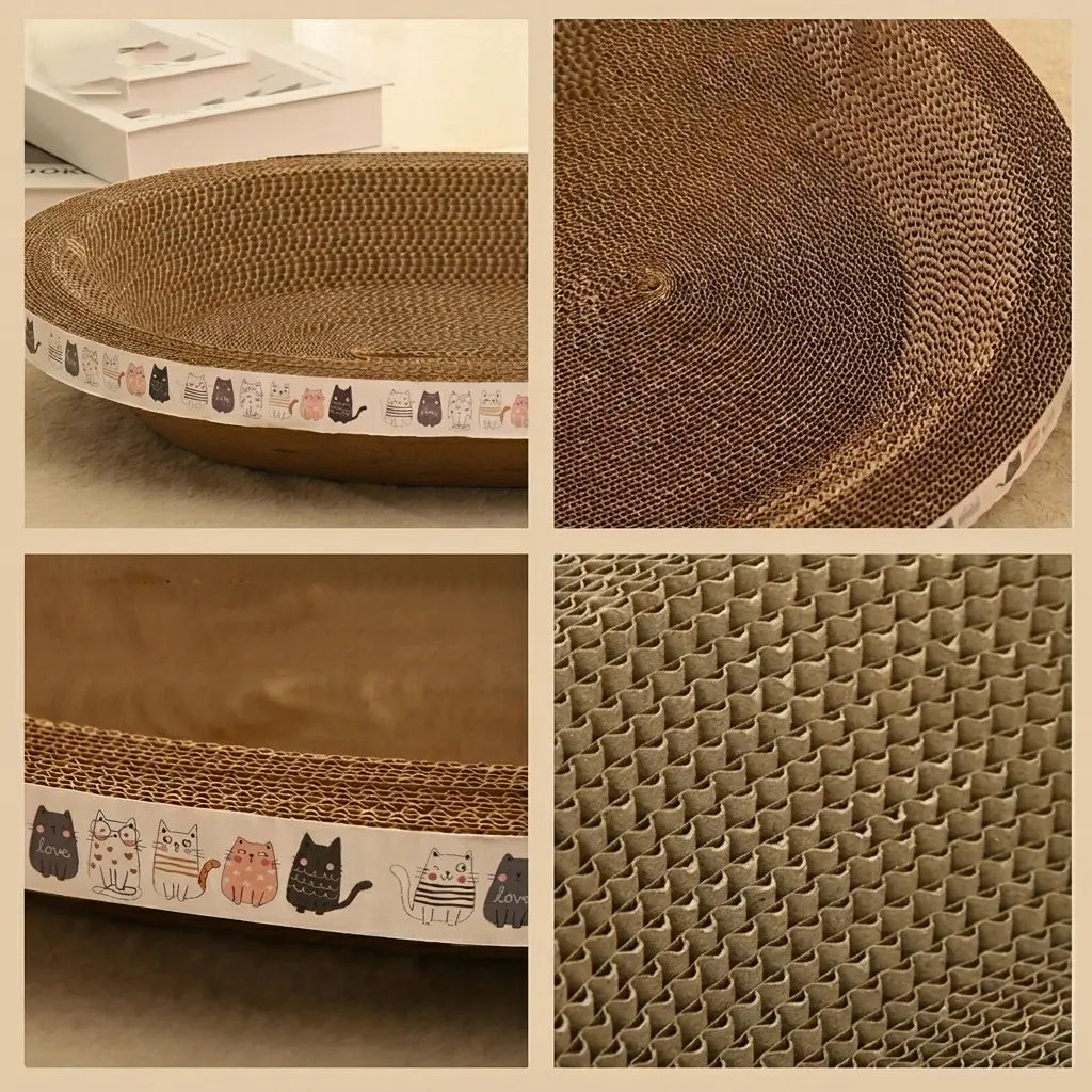 zoom sur griffoir pour chat en carton avec structure alvéolée résistante