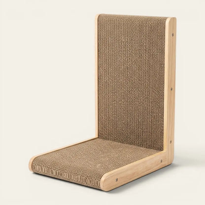 Griffoir chat mur design en bois et carton alvéolé résistant pour chats d'intérieur et protection des murs