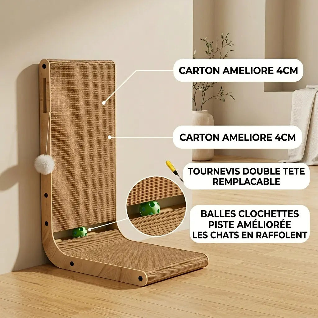 griffoir chat pur avec balles intégrées jouet interactif pour chat