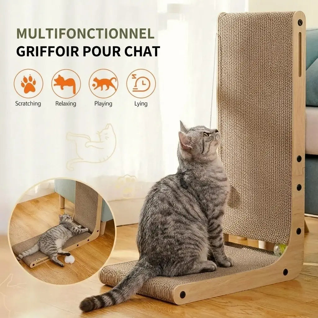 griffoir chat mur multifonction pour griffer jouer et se reposer