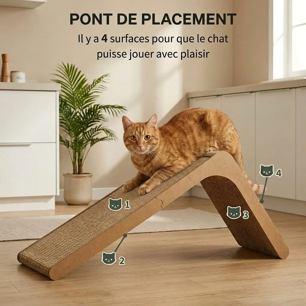 griffoir chat mur avec 4 surfaces de jeu et de griffage pour chat