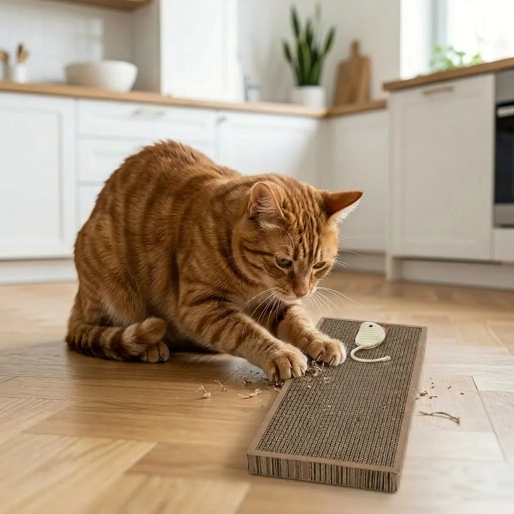 chat griffant griffoir pour chat en carton plat avec jouet souris